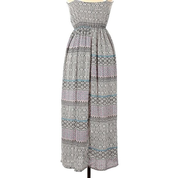 RUNWAY STORY Women's Boho Pattern Tie Neck Sleeveless Maxi Dress Size M - Picture 4 of 5